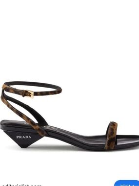 Prada Leather Leopard Print Sandal 36.5